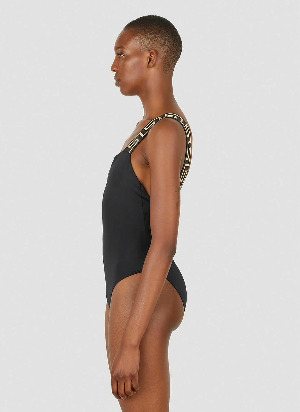 Greca Border Swimsuit in Black Versace