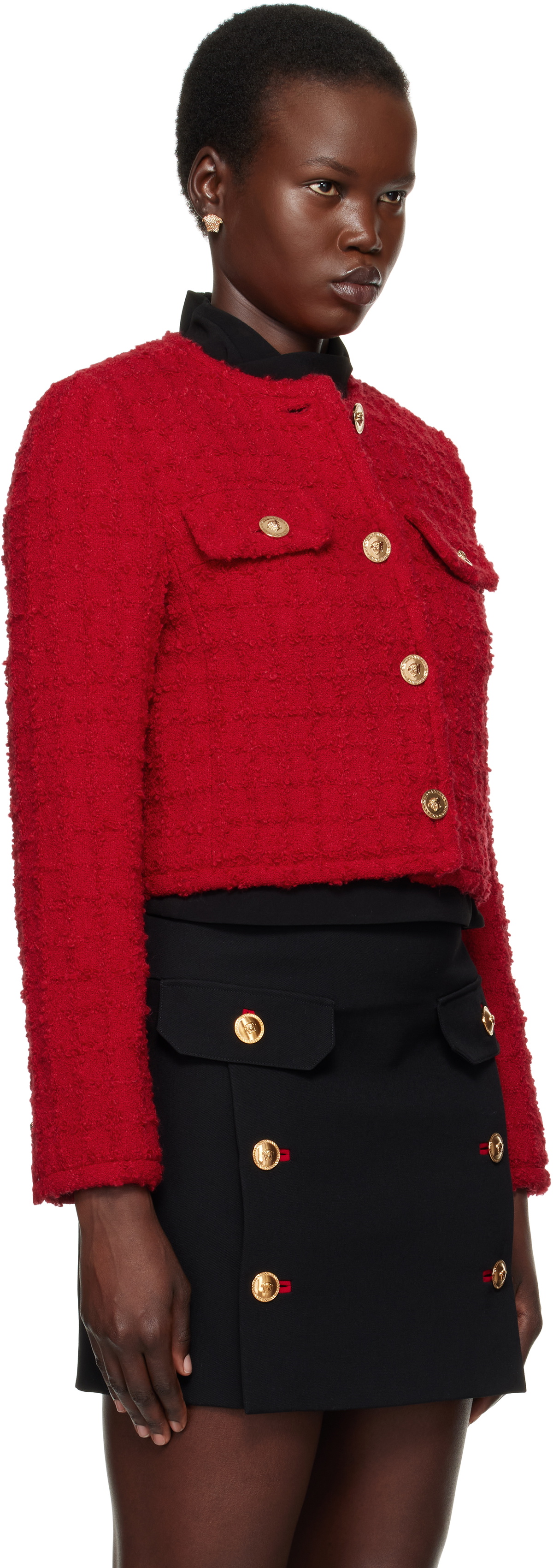 Versace Red Heritage Tweed Jacket Versace