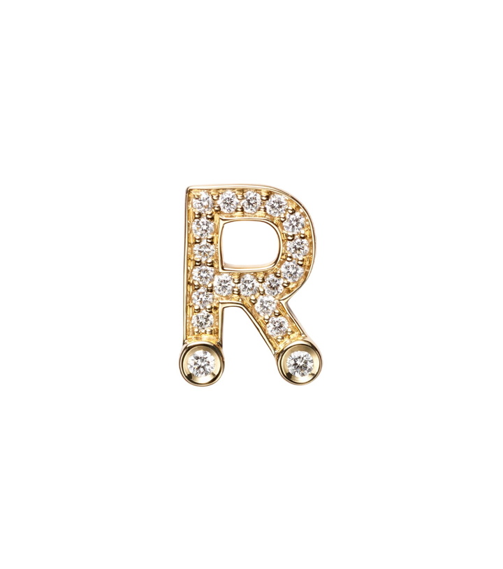 Photo: Sophie Bille Brahe Initial Petite R 18kt gold single earring with diamonds