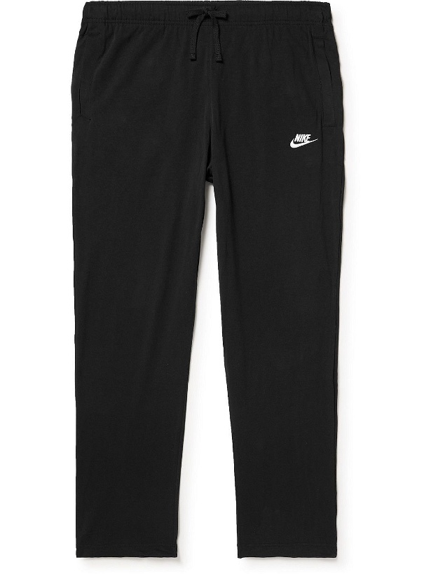 Photo: Nike - Sportswear Club Tapered Logo-Embroidered Cotton-Jersey Sweatpants - Black