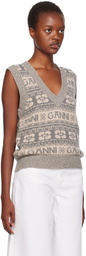 GANNI Gray V-Neck Vest