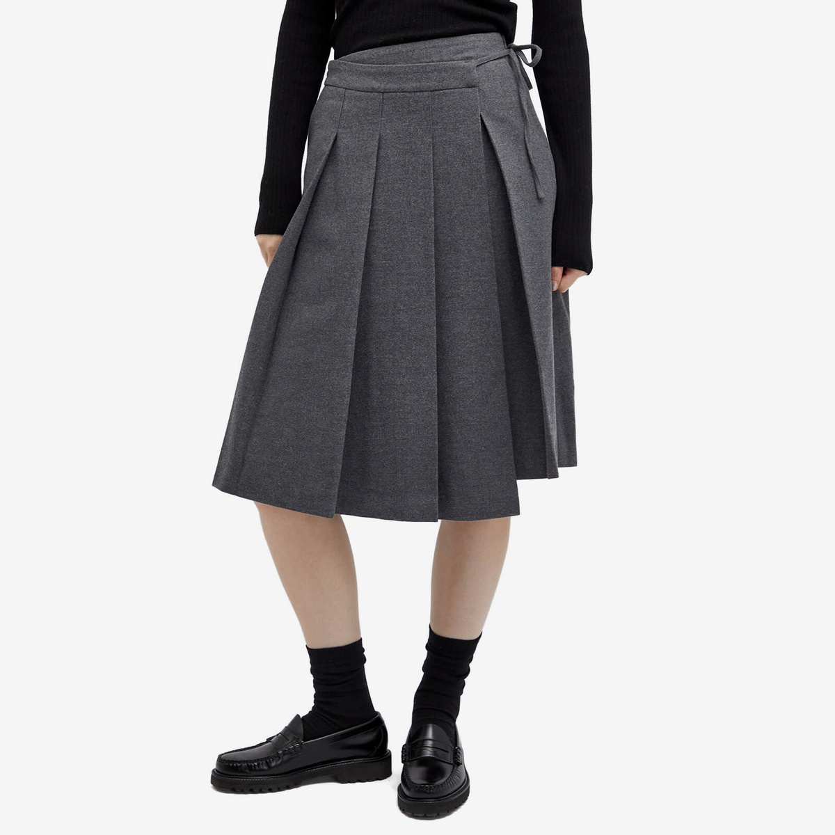 DUNST Women's Pleats Wrap Skirt in Melange Grey Dunst