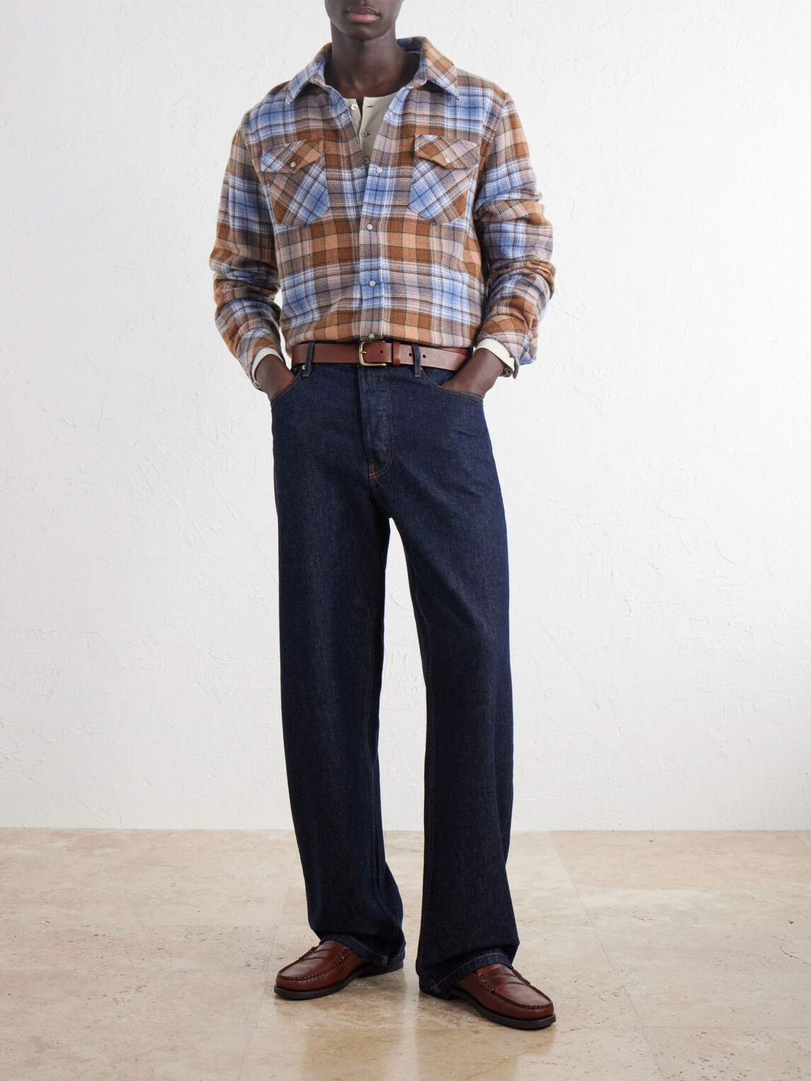 God's True Cashmere - Nomad Checked Cashmere Shirt - Blue