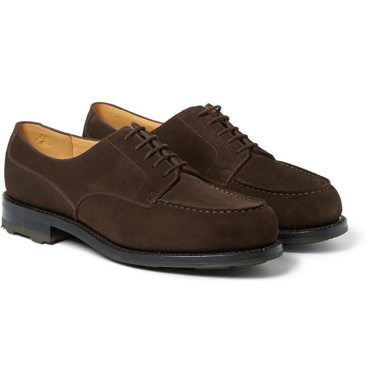 Photo: J.M. Weston - Goodyear&reg;-Welted Suede Derby Shoes - Men - Dark brown
