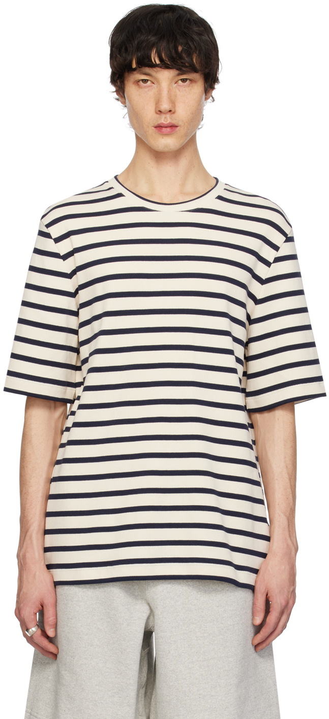 Jil Sander Beige & Navy Multistripe T-Shirt Jil Sander