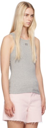 GANNI Gray Ribbed Tank Top