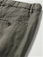 Hartford - Tanker Slim-Fit Straight-Leg Linen Drawstring Trousers - Green