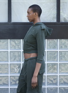 GREG ROSS Shrunken Military Hooded Sweatshirt