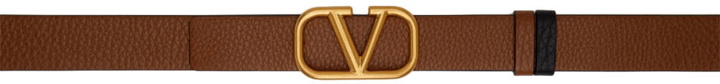 Photo: Valentino Garavani Reversible Brown & Black Calfskin VLogo Signature 30mm Belt