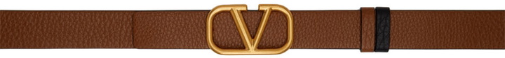 Photo: Valentino Garavani Reversible Brown & Black Calfskin VLogo Signature 30mm Belt