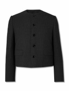 CELINE - Pinstriped Wool and Silk-Blend Gabardine Blazer - Gray