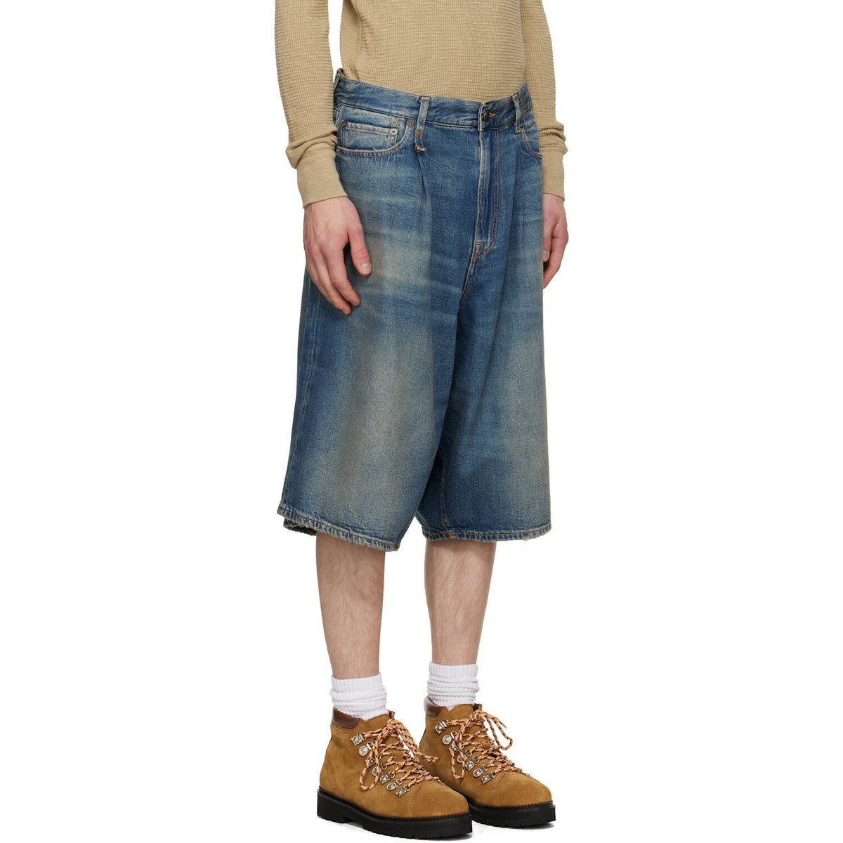R13 Indigo Jesse Denim Shorts