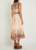 Zimmermann Alchemy Belted Paisley-print Chiffon Midi Dress Pink