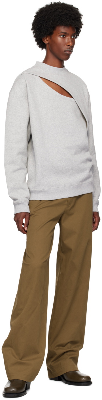 LGN Louis Gabriel Nouchi Grey Laceration Sweatshirt