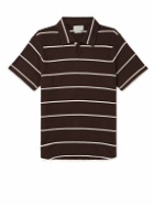 Oliver Spencer - Hawthorn Striped Waffle-Knit Stretch-Cotton and Modal-Blend Polo Shirt - Brown