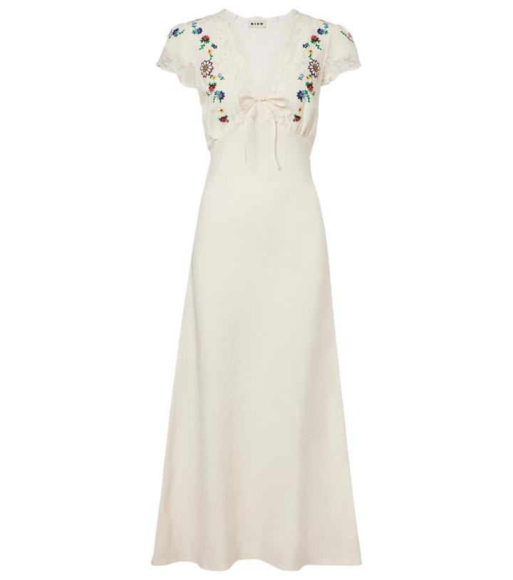 Photo: Rixo Amari embroidered linen-blend midi dress