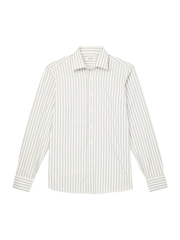 Photo: De Petrillo - Striped Cotton-Poplin Shirt - White