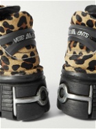 VETEMENTS - New Rock Embellished Leopard-Print Pony Hair Platform Sneakers - Brown