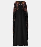 Etro Paisley caped fringed silk gown