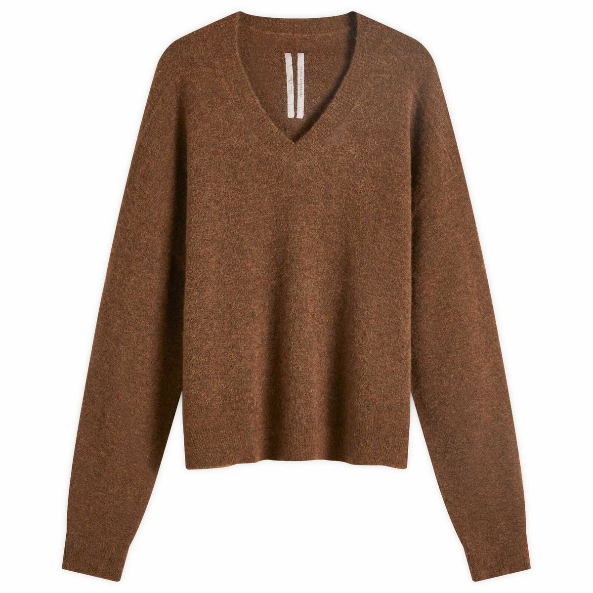 Rick Owens Men's Tommy Knit V Neck in Brown Rick Owens