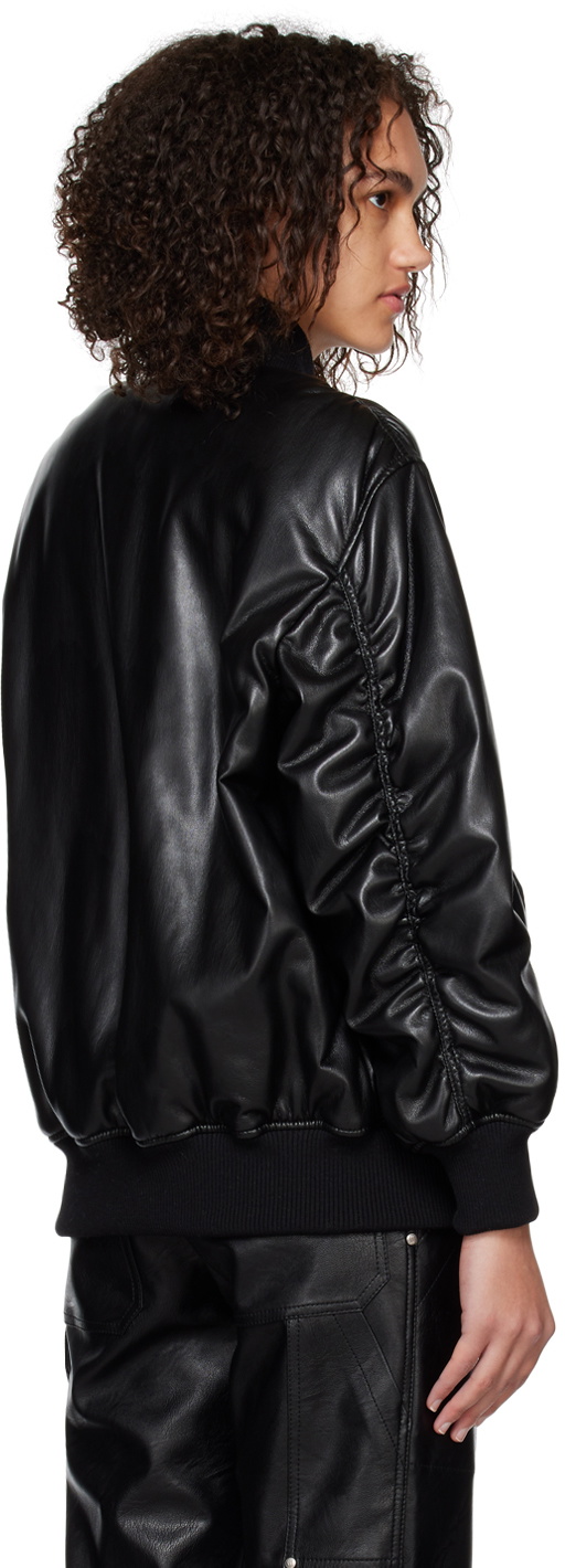 Stella McCartney Black Alter Mat FauxLeather Bomber Jacket Stella