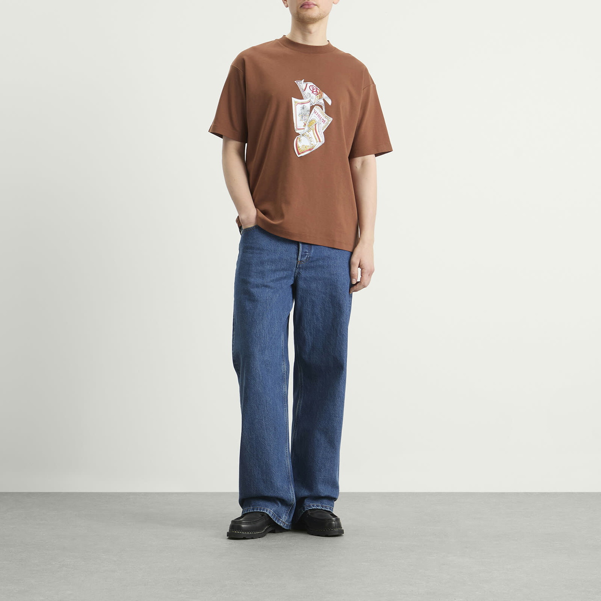 Drôle de Monsieur Men's Rum Labels T-Shirt in Brown