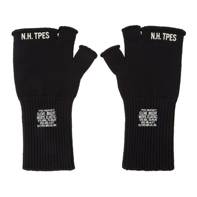 Photo: N.Hoolywood Black Logo Fingerless Gloves