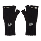 N.Hoolywood Black Logo Fingerless Gloves