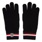 Moncler Black Wool Stripe Gloves