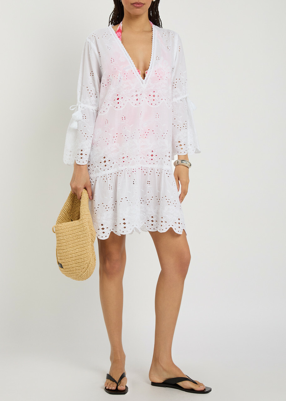 Melissa Odabash May Embroidered Cotton Mini Dress White