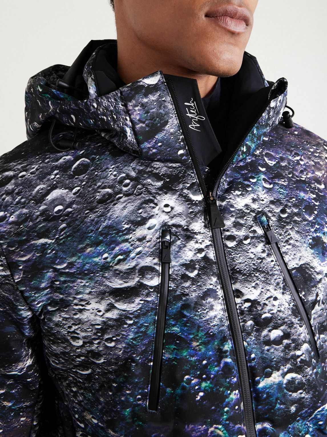 Aztech Mountain - MDJ Nuke Suit Printed Quilted Hooded Down Ski Jacket - Blue
