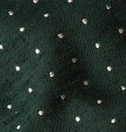 Drake's - 8cm Embroidered Polka-Dot Slub Silk Tie - Green