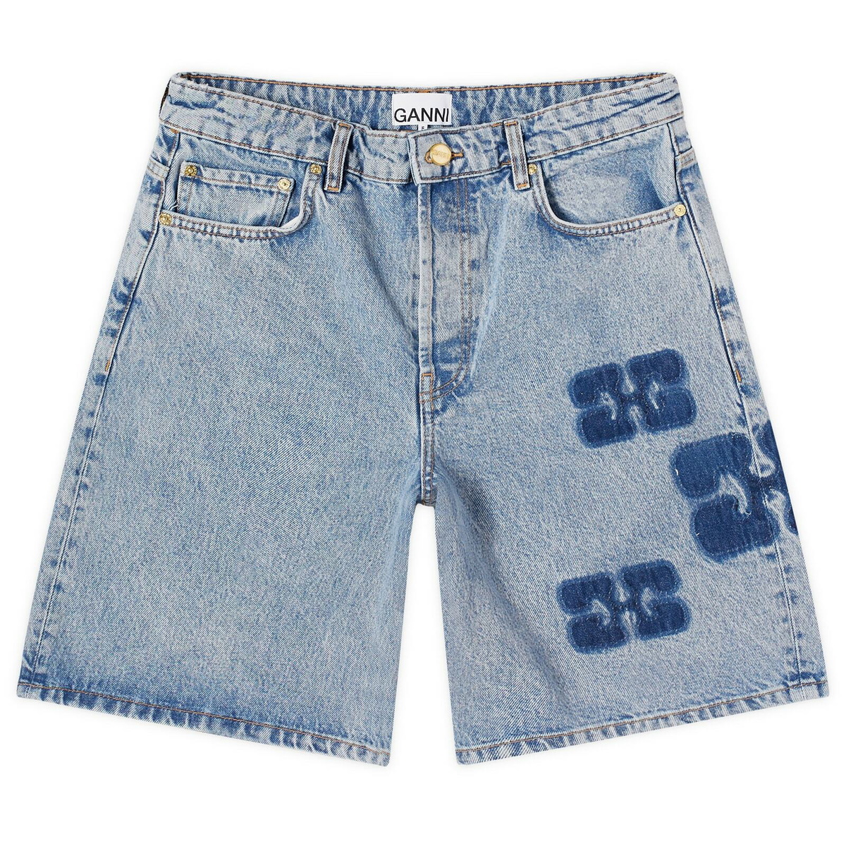 ショートパンツ Ganni Denim Shorts Mid Blue Vintage Blue Denim Shorts | GANNI US