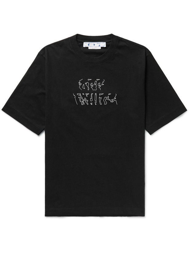 Photo: Off-White - Neen Embellished Cotton-Jersey T-Shirt - Black