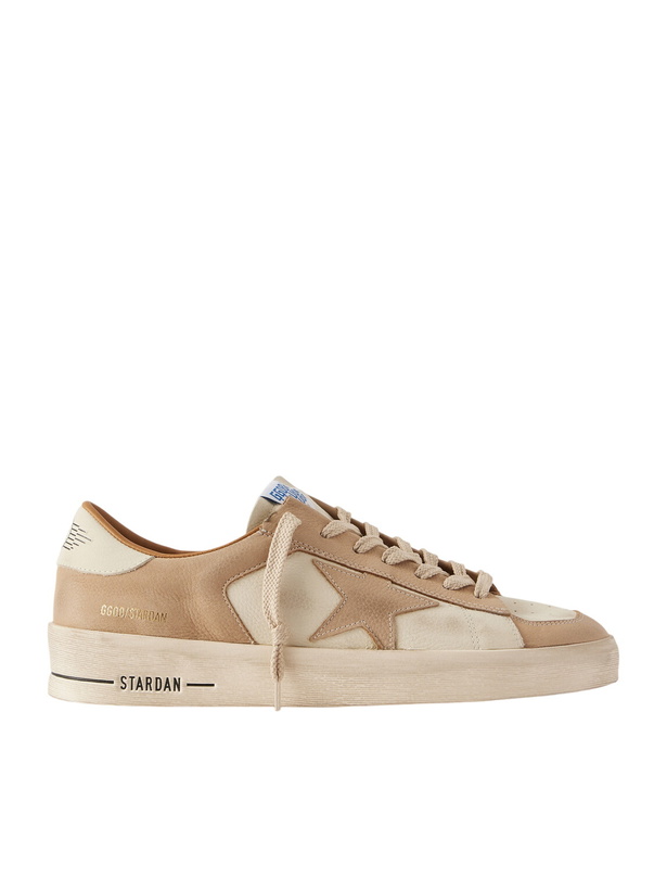 Photo: Golden Goose - Stardan Distressed Colour-Block Full-Grain Nubuck and Leather Sneakers - Neutrals