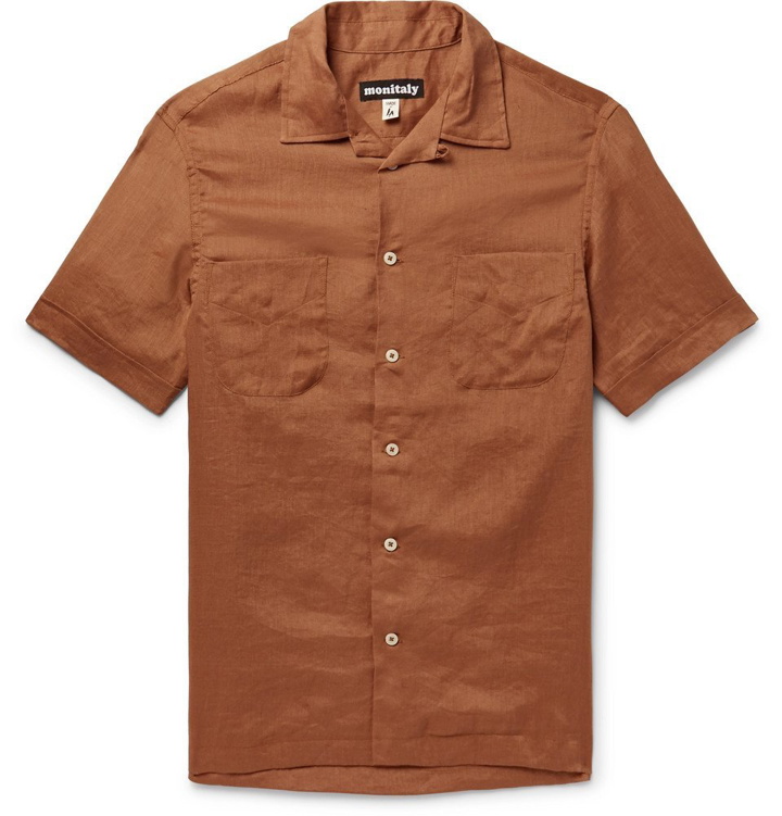 Photo: Monitaly - Camp-Collar Linen Shirt - Men - Brown