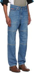 Martine Rose Blue & Khaki Camo Reversible Jeans