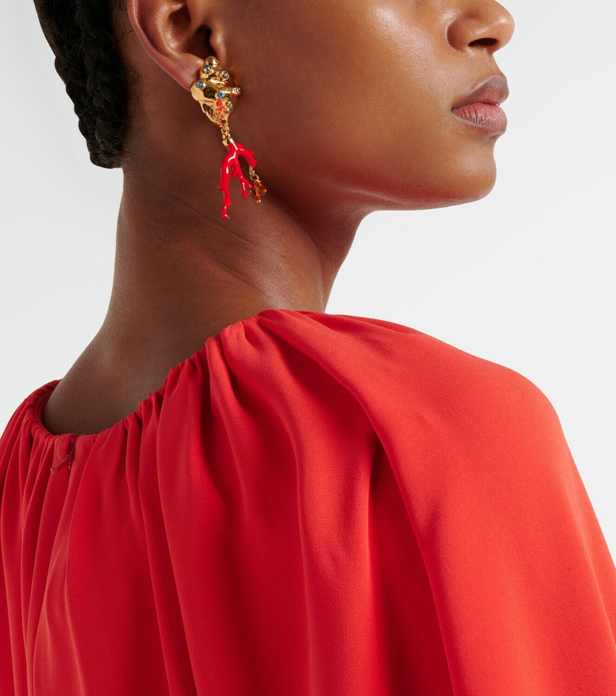 Oscar de la Renta Crystal-embellished clip-on earrings