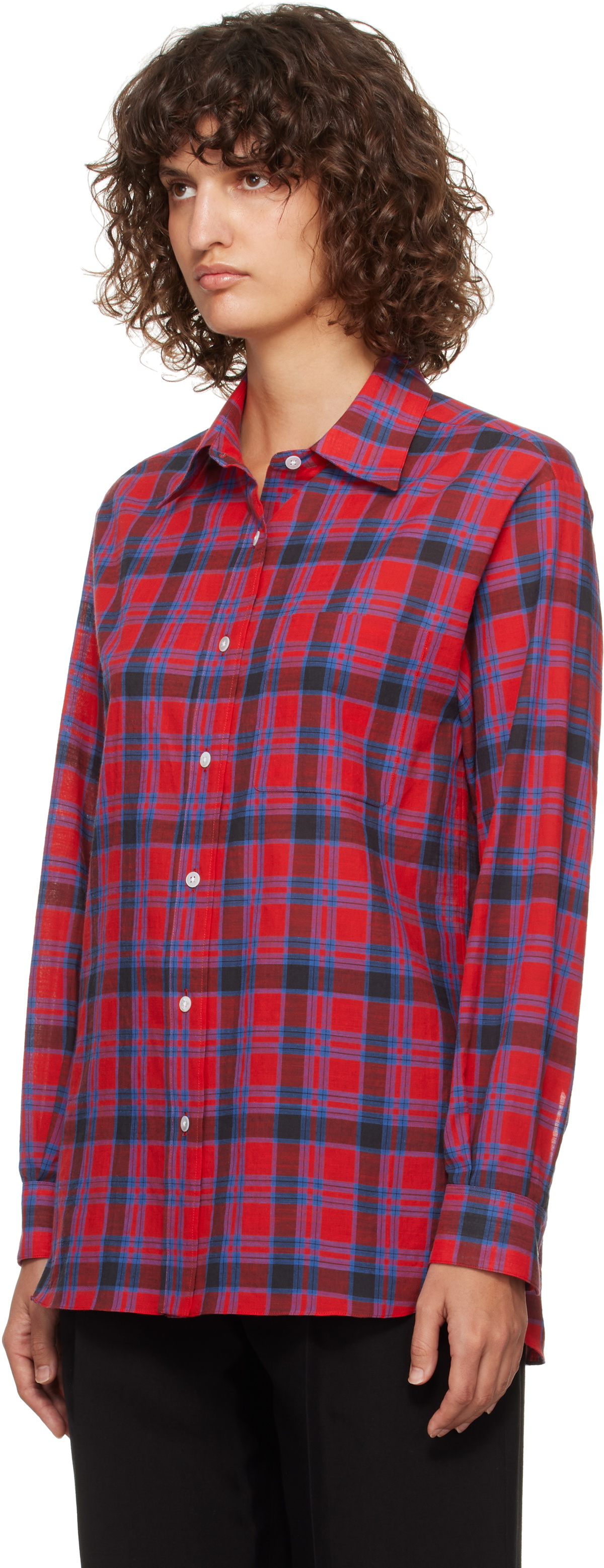 The Row Red & Navy Nesson Shirt The Row
