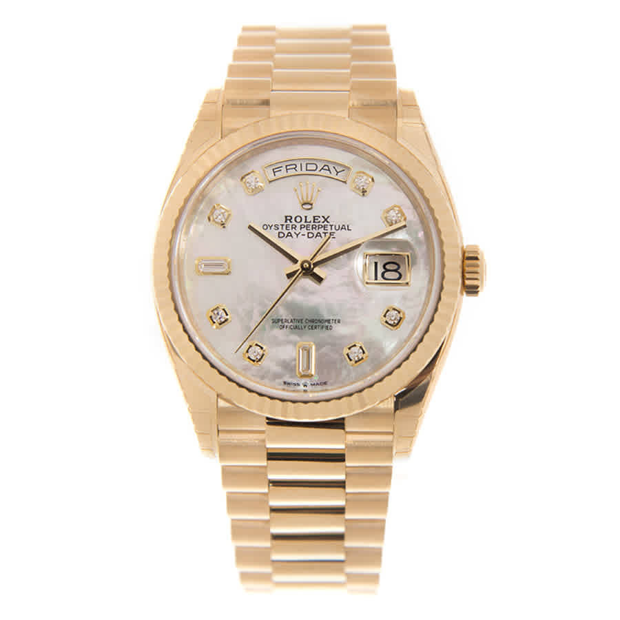 Rolex Day-Date 36 Mother of Pearl Diamond Automatic 18kt Yellow Gold President Watch 128238MDP