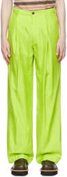 Dries Van Noten Green Silk & Cotton Trousers