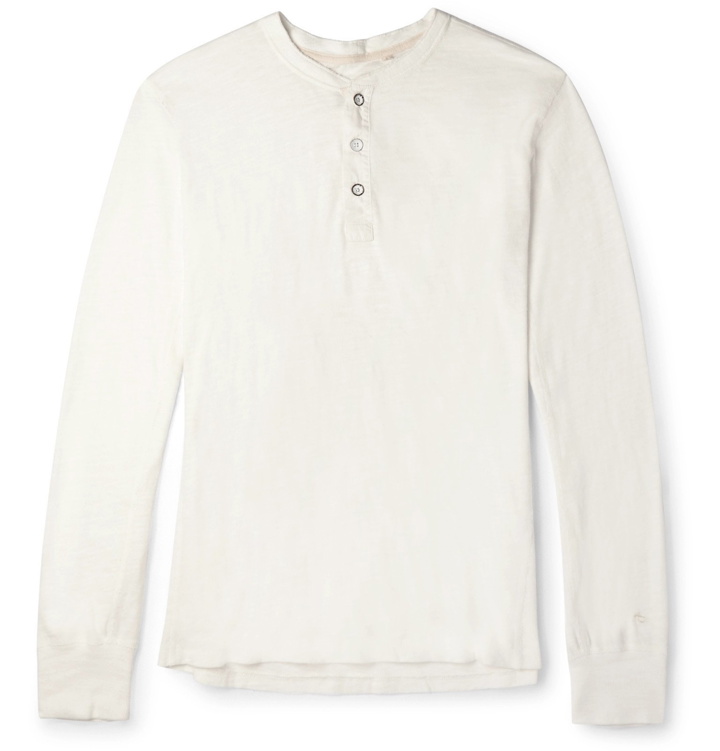 Photo: rag & bone - Slim-Fit Mélange Cotton-Blend Jersey Henley T-Shirt - Neutrals