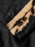 Marni - Leopard-Print Faux Fur-Trimmed Leather Jacket - Black
