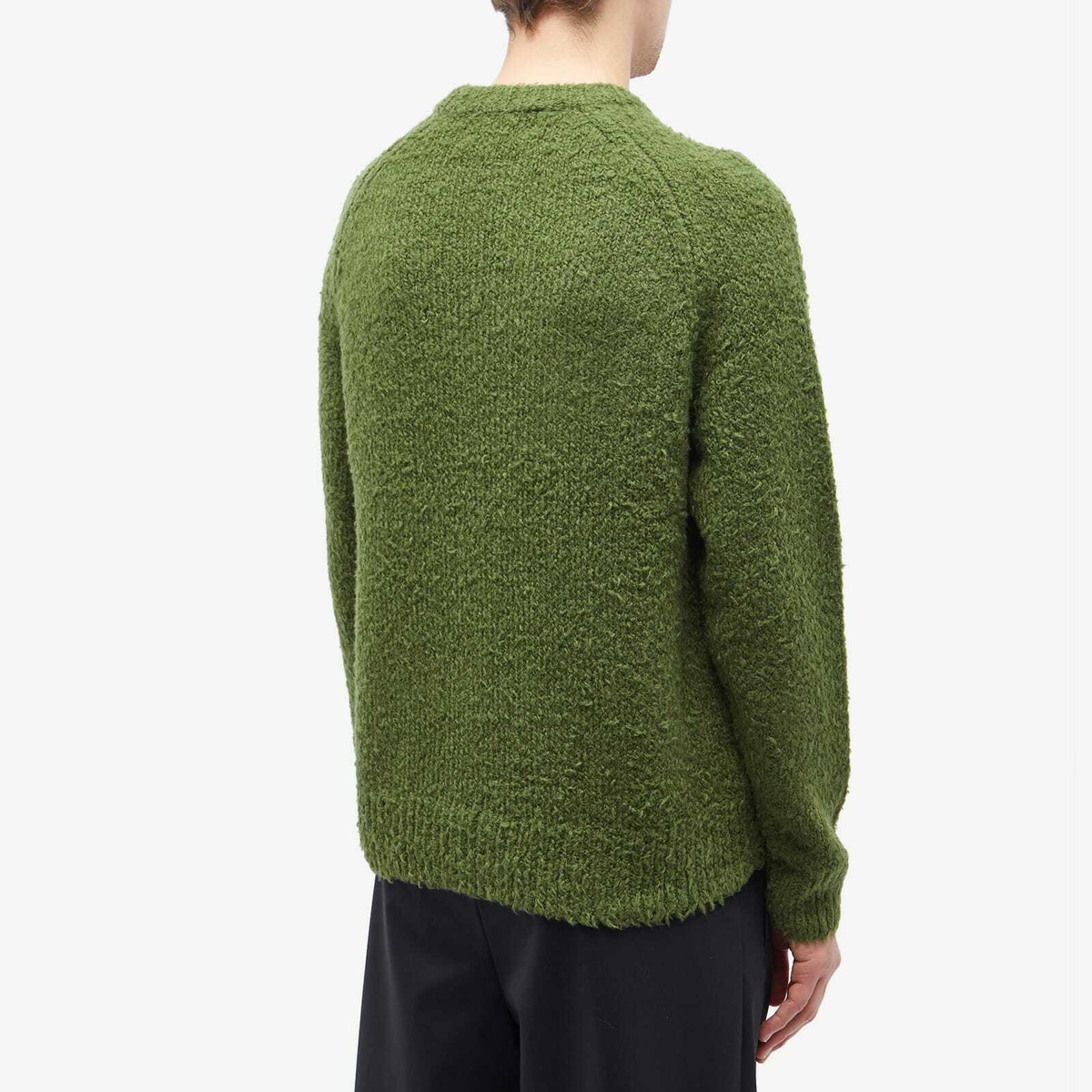 Fred Perry Men's x Raf Simons Fluffy Crew Knit in Chive Fred Perry