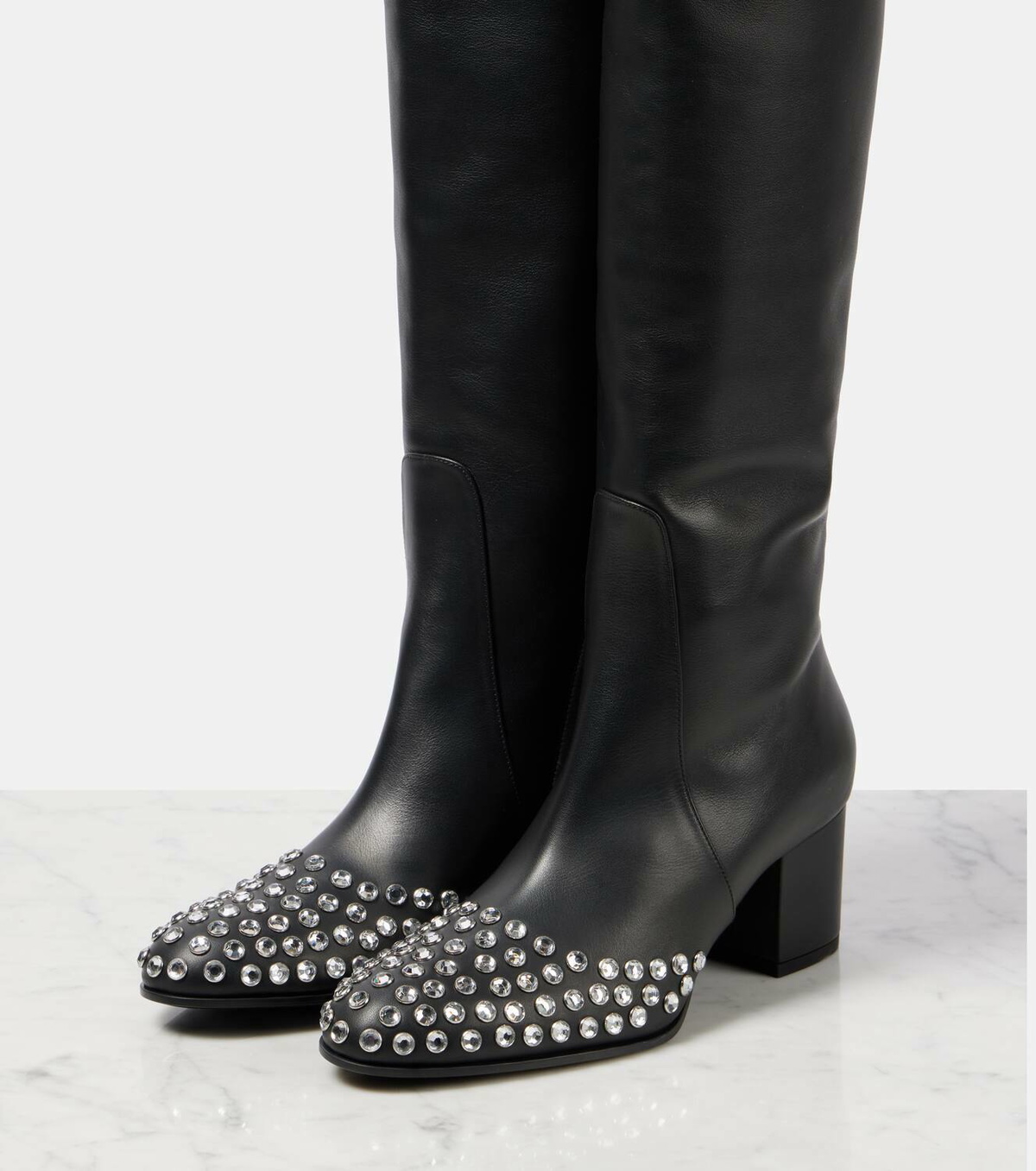 Alaïa 60 studded leather over-the-knee boots