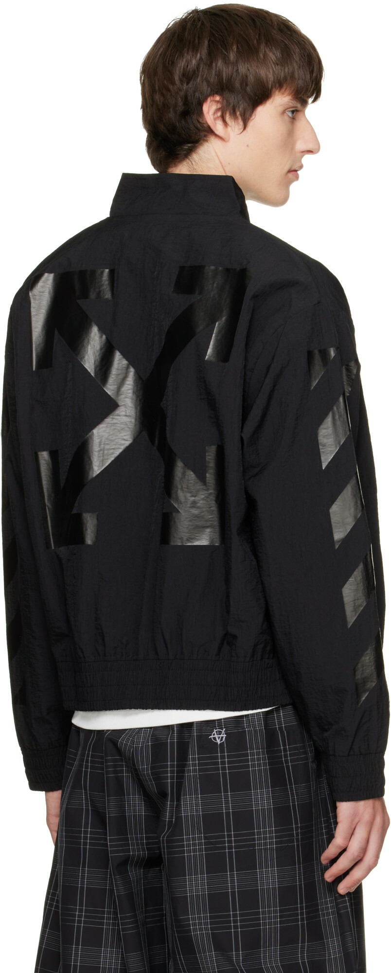Off-White Black Glossy Arrow Nylon Relax Track Jacket