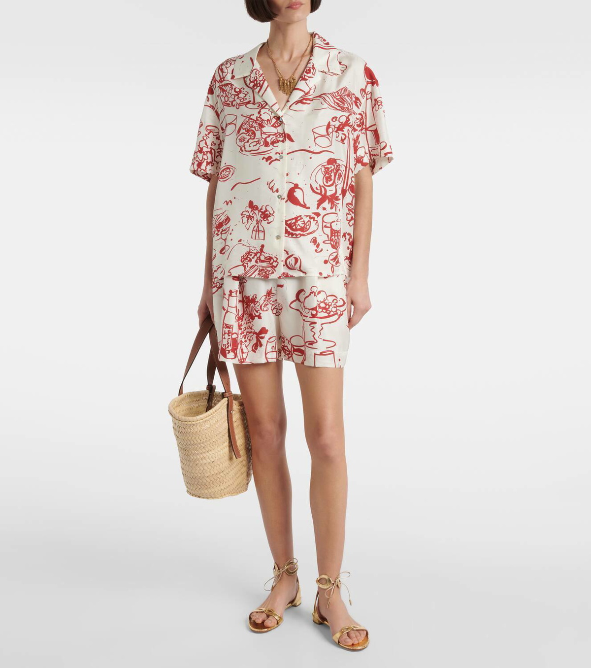 Asceno Zurich printed silk twill shorts