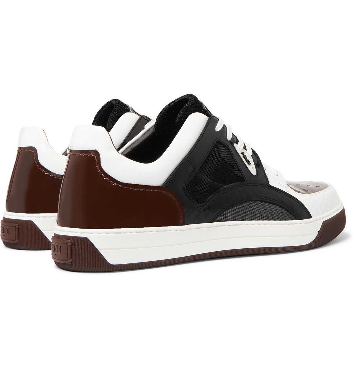 Fendi - Patent-Leather and Mesh Sneakers - Burgundy Fendi