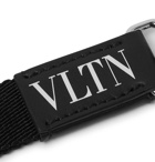 Valentino - Valentino Garavani Logo-Print Leather-Trimmed Webbing Lanyard - Black