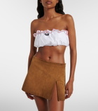 Miu Miu Scalloped cotton poplin bandeau top